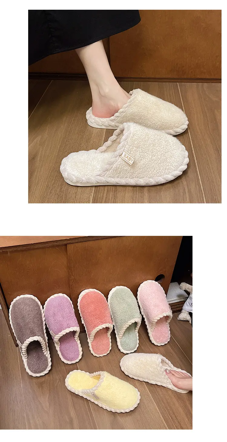 Plush Home Shoes Cotton Slippers Indoor Home Shoes Home Women Slippers in stock Wholesale Cotton Slippers Men's and Women's Same Shoes — feature 9