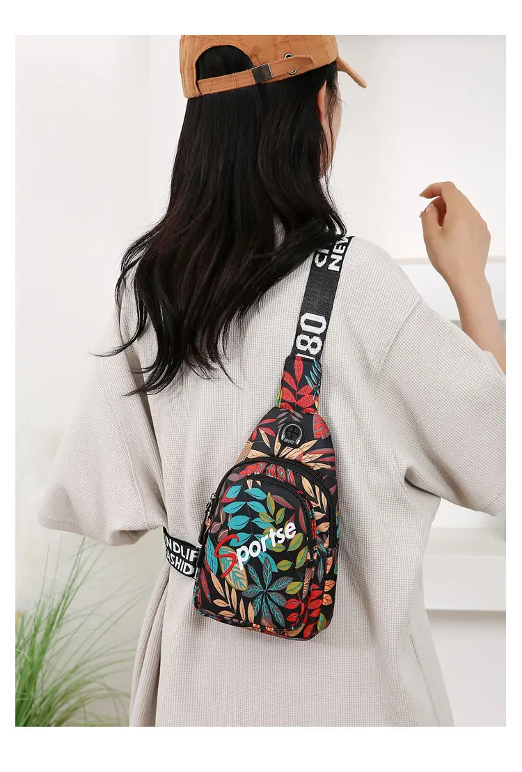 Men's Tropical Print Crossbody Bag with Adjustable Strap — feature 11