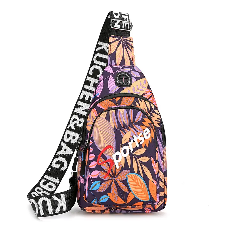 Men's Tropical Print Crossbody Bag with Adjustable Strap - Image 2