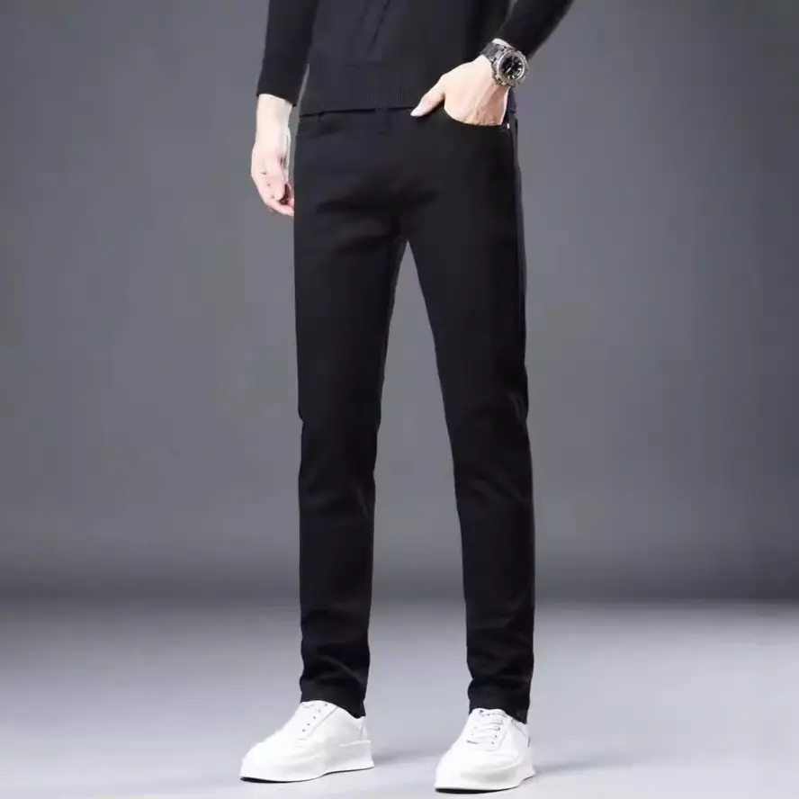Men's Black Slim Fit Straight Leg Jeans 2024 - Image 8