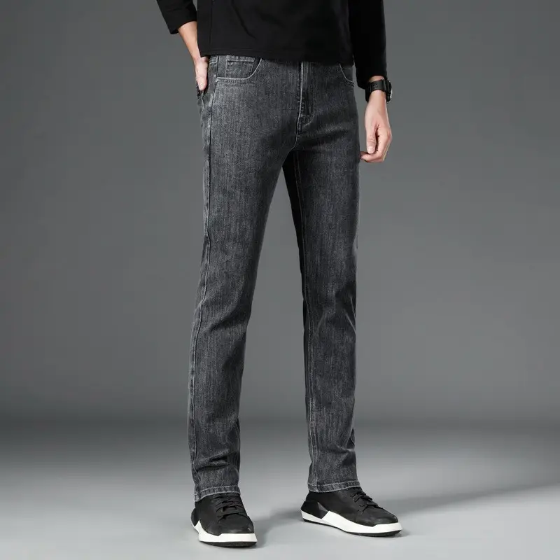 Men's Black Slim Fit Straight Leg Jeans 2024 - Image 9