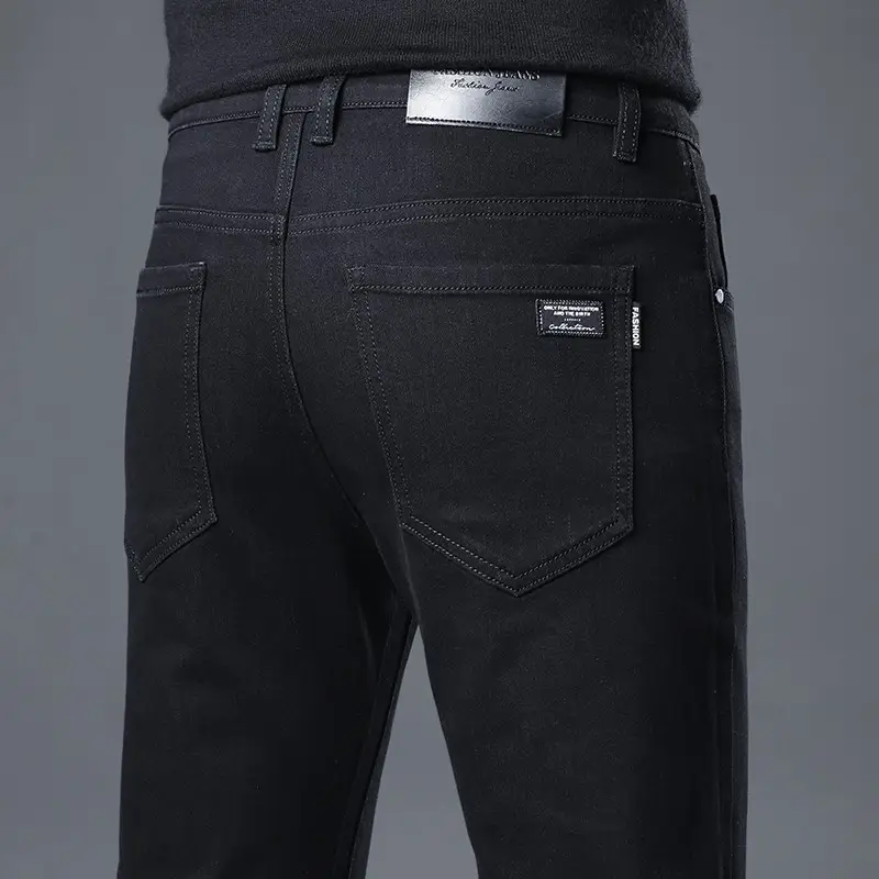 Men's Black Slim Fit Straight Leg Jeans 2024 - Image 2