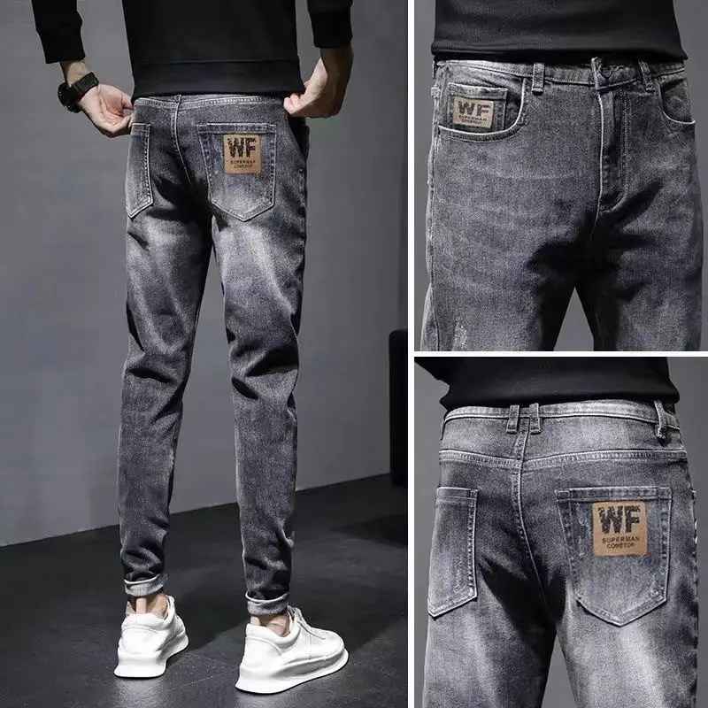 Men's Black Slim Fit Straight Leg Jeans 2024 - Image 3
