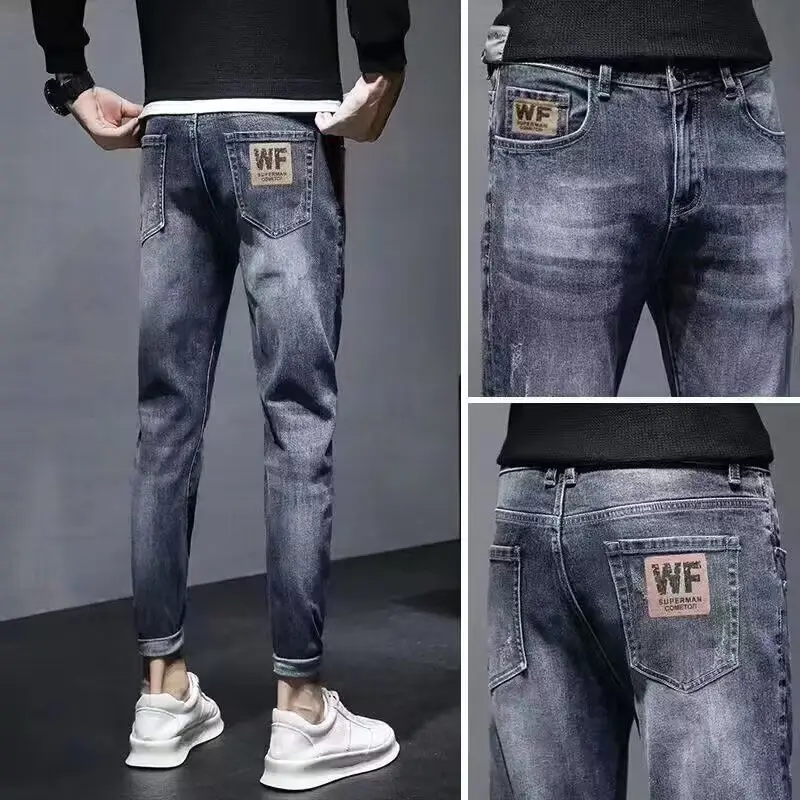 Men's Black Slim Fit Straight Leg Jeans 2024 - Image 4