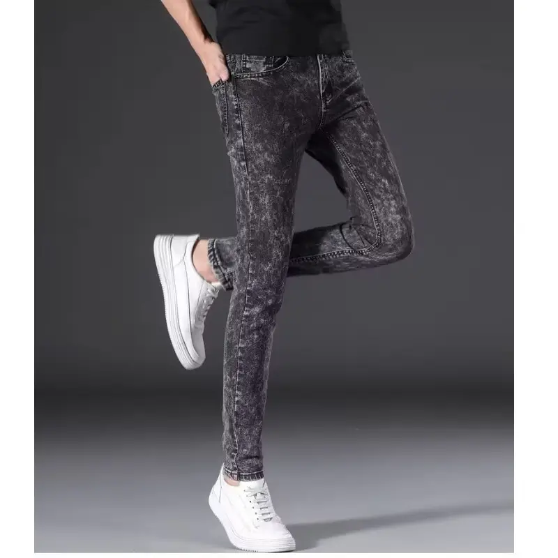 Men's Black Slim Fit Straight Leg Jeans 2024 - Image 5