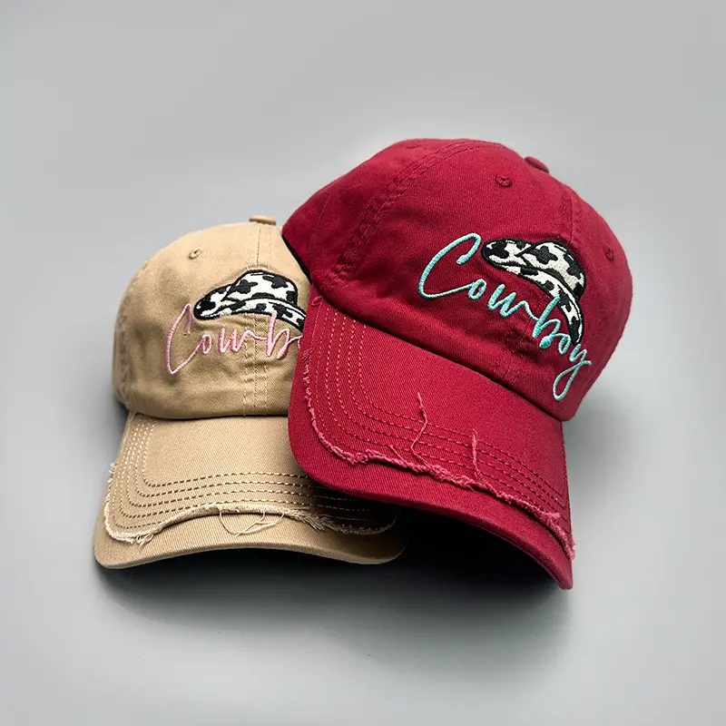 Cowboy Denim Cap with Embroidered Logo Brown - Image 8