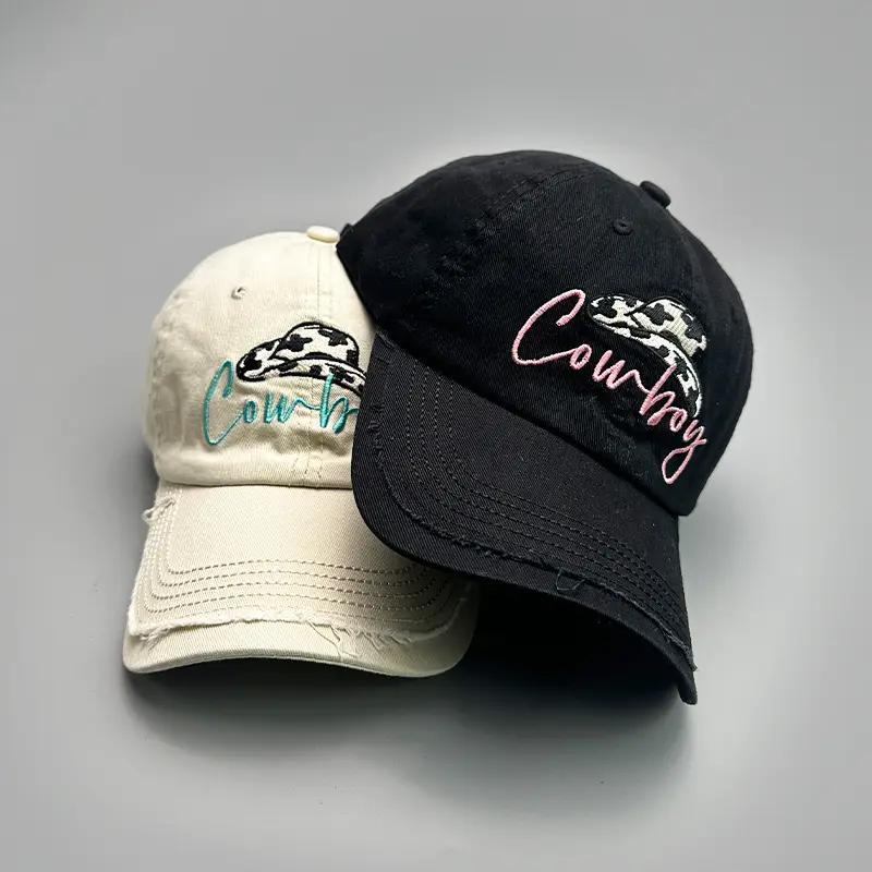 Cowboy Denim Cap with Embroidered Logo Brown - Image 9