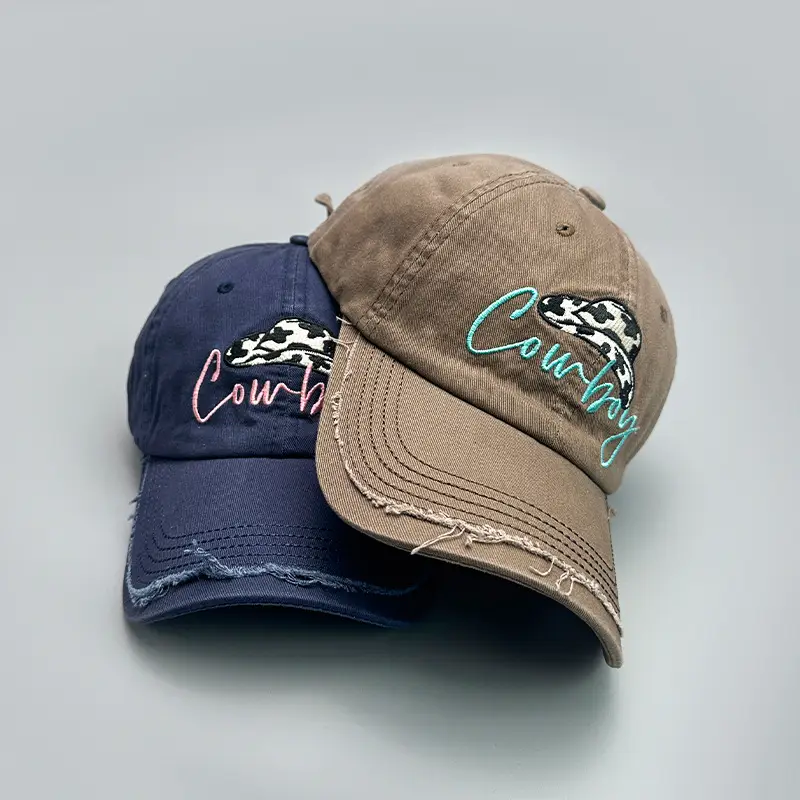 Cowboy Denim Cap with Embroidered Logo Brown - Image 10