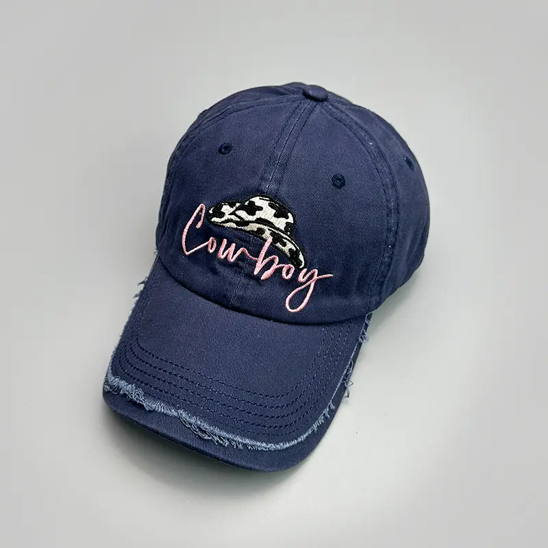 Cowboy Denim Cap with Embroidered Logo Brown — feature 11