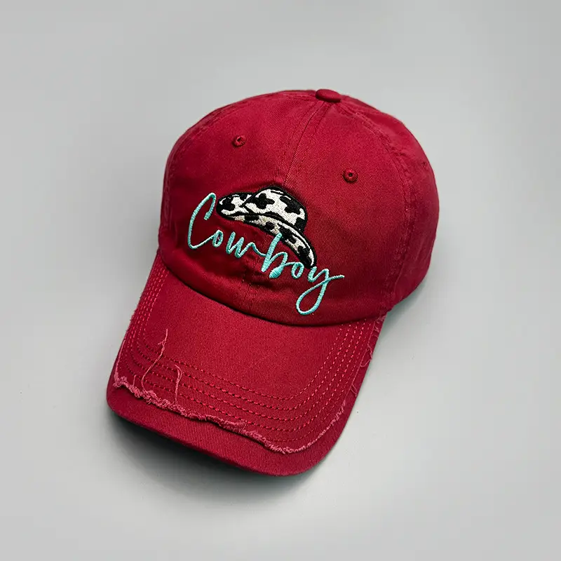 Cowboy Denim Cap with Embroidered Logo Brown - Image 4