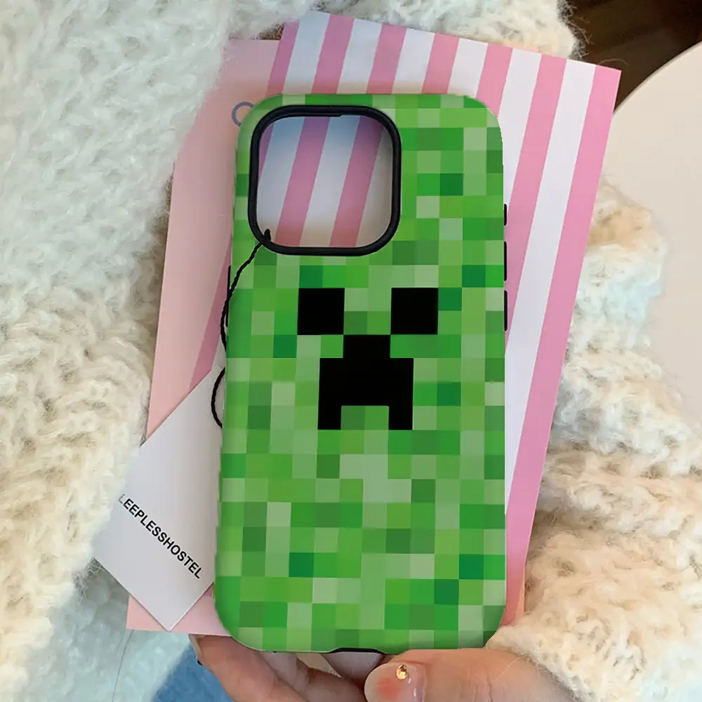Green Pixel Monster Film Case for Apple 16 Pro