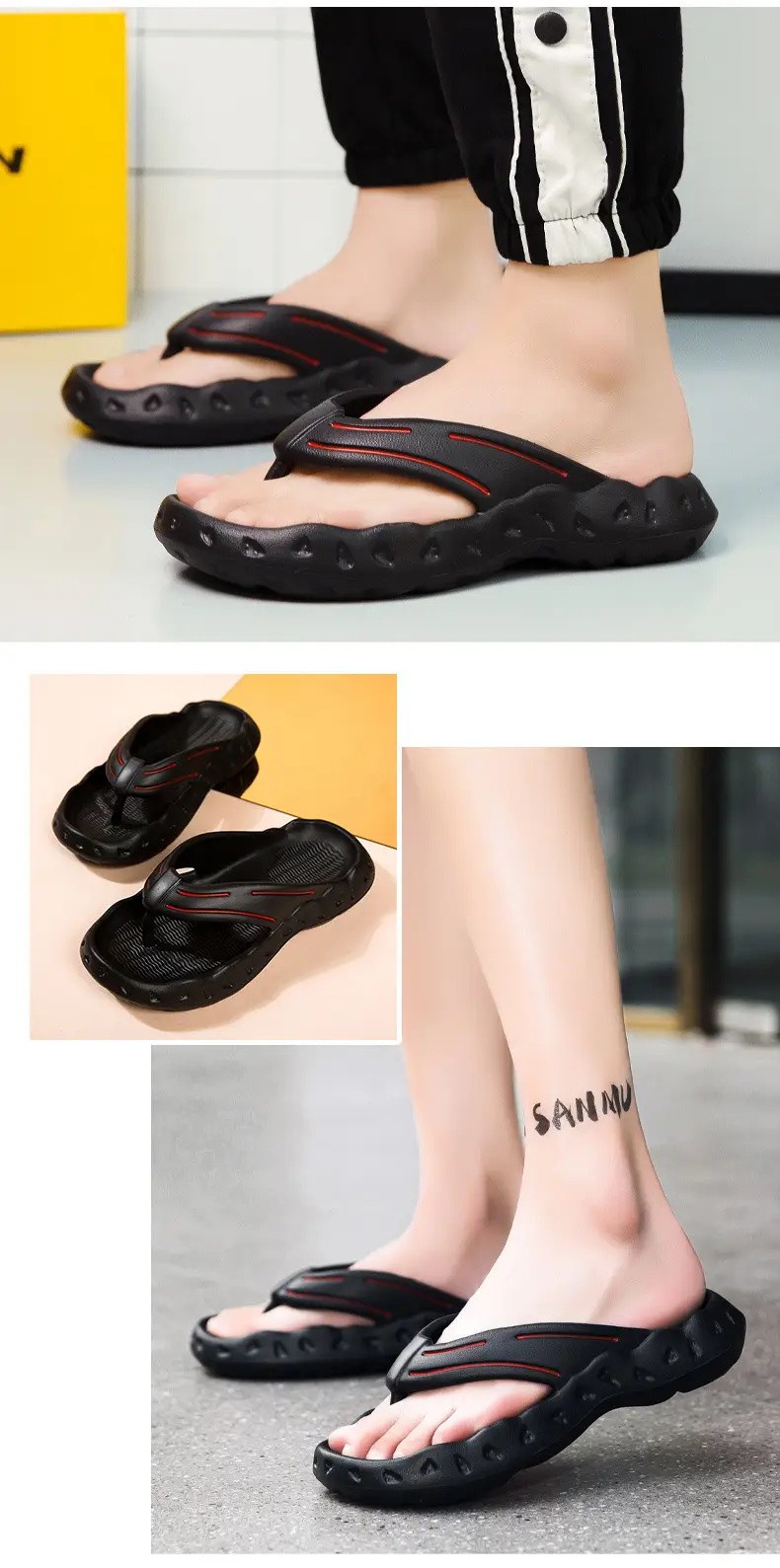 Guangdong Flip-Flops Men's Summer Non-Slip Outer Wear Thick-Soled Casual Sandals Large Size 46 Flip-Flops Soft-Soled Sandals — feature 9
