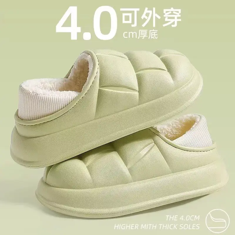 Men's Eva Cotton Slippers Men's Winter Outer Wear Bag Heel Waterproof Indoor Home 2023 New Velvet Warm Cotton Shoes - Image 3