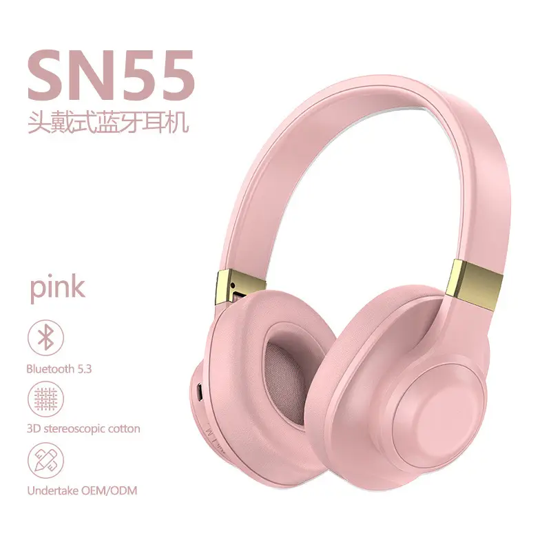 Pink Wireless Bluetooth Headset with Heavy Bass & Long Battery - Image 8