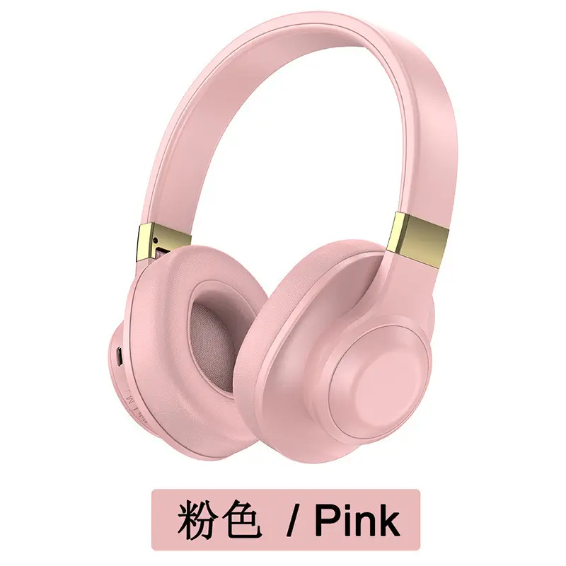 Pink Wireless Bluetooth Headset with Heavy Bass & Long Battery