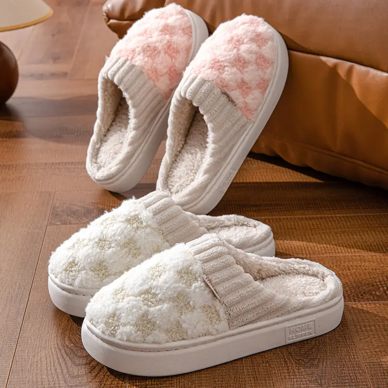 Women's Pink Fur Plush Winter Slippers - Image 36