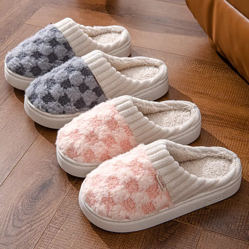 Women's Pink Fur Plush Winter Slippers - Image 37