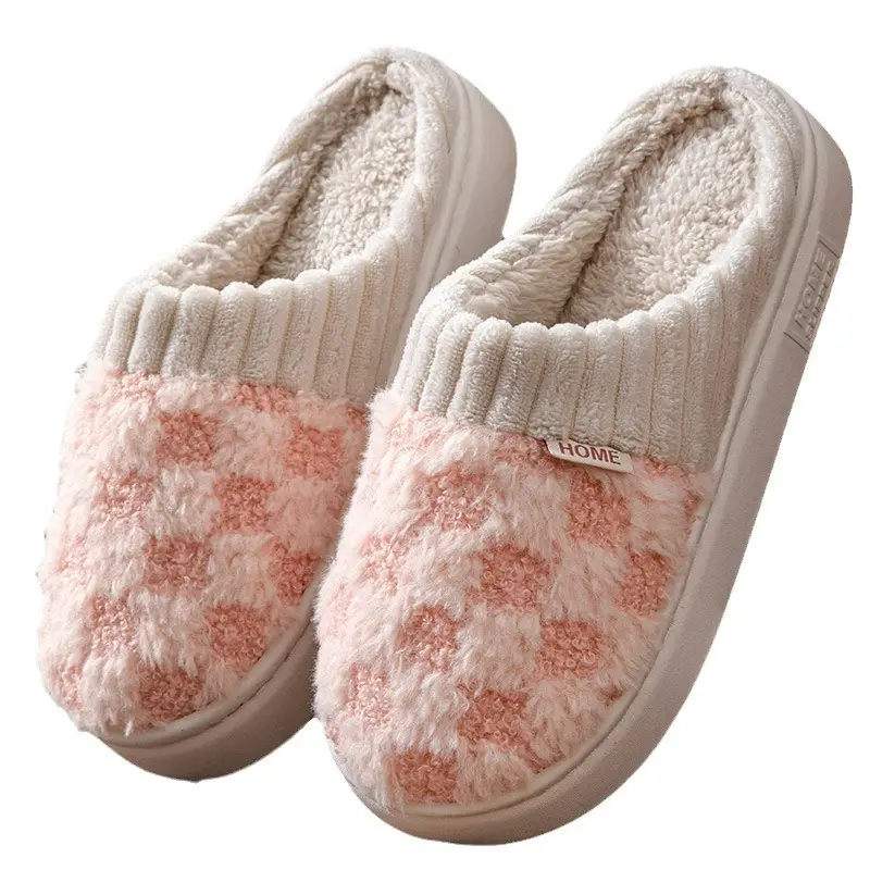 Women's Pink Fur Plush Winter Slippers - Image 38