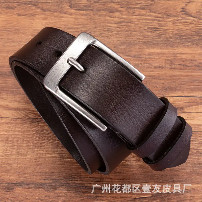 Men's Brown Leather Belt with Silver Buckle - Image 5