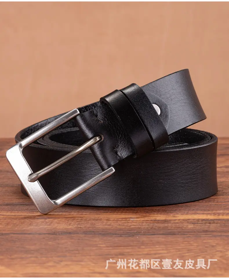 Men's Brown Leather Belt with Silver Buckle — feature 16