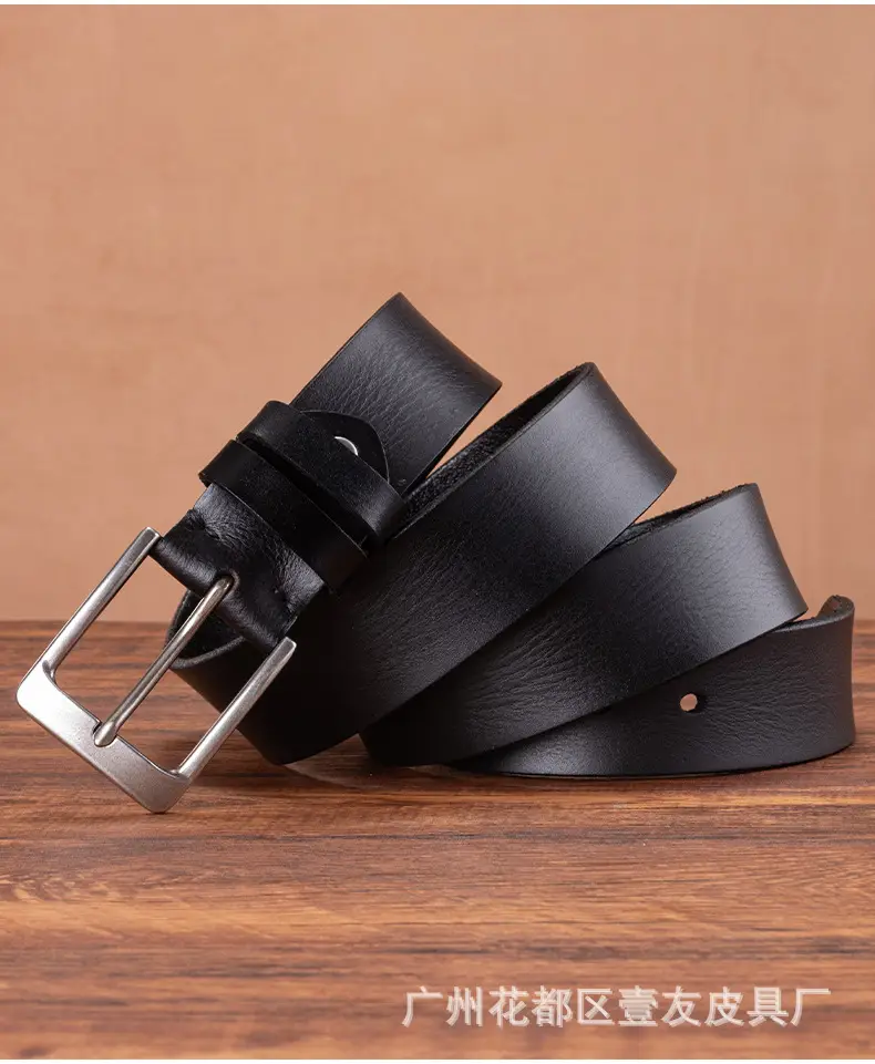Men's Brown Leather Belt with Silver Buckle — feature 17