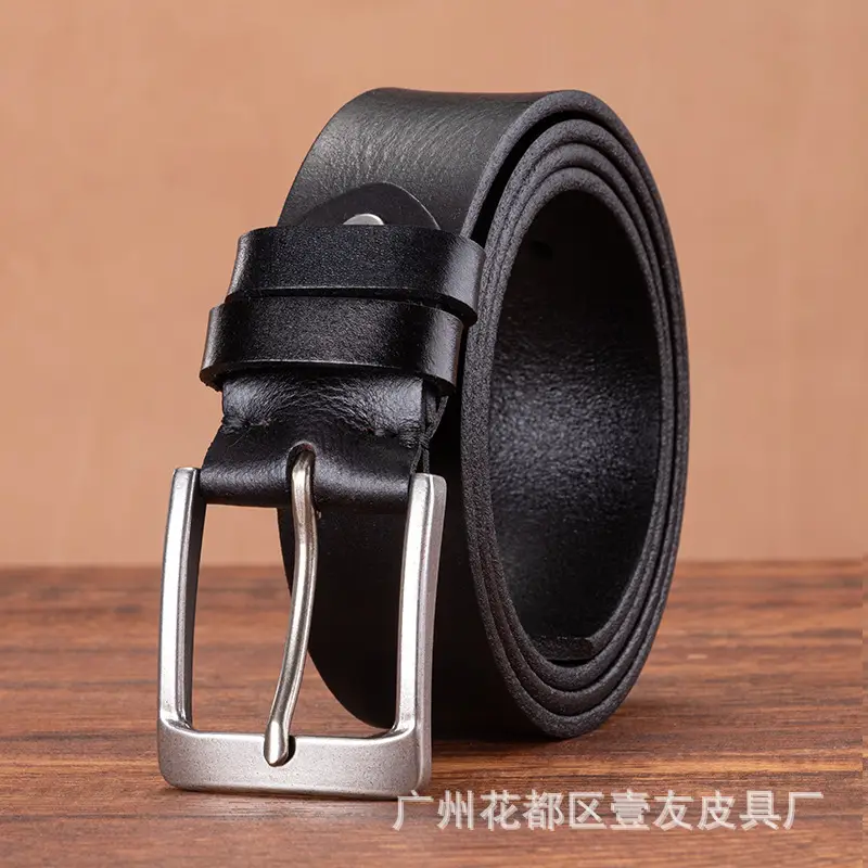 Men's Brown Leather Belt with Silver Buckle - Image 2