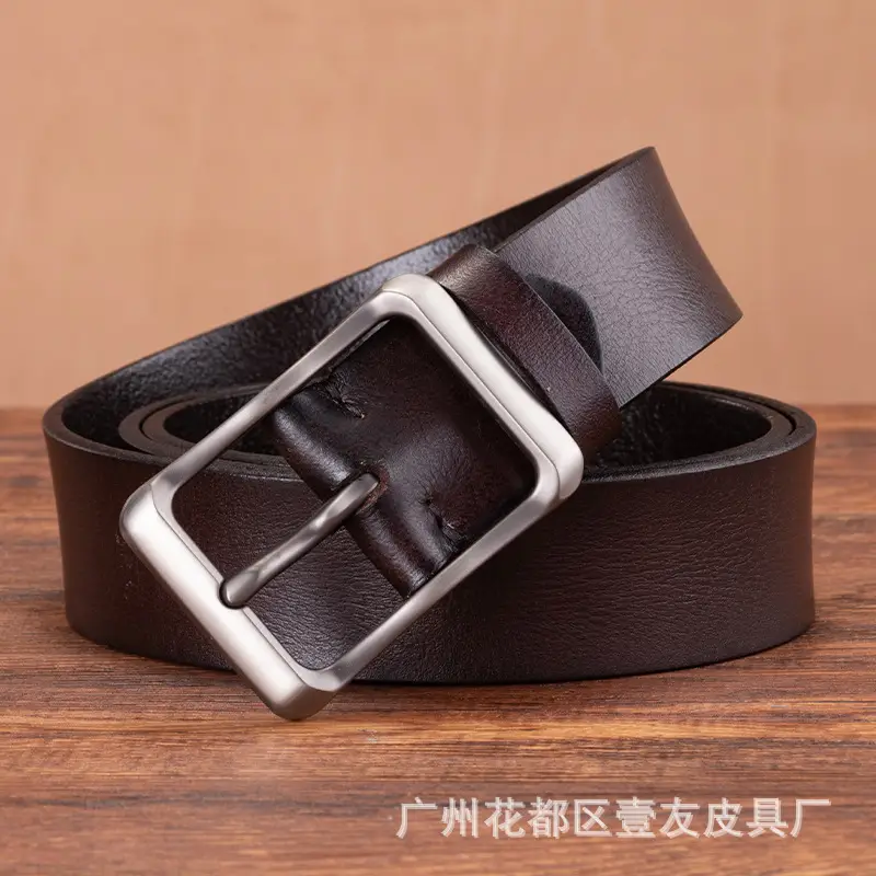 Men's Retro Leather Belt Brown Cowhide 10" - Image 4