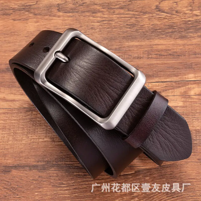 Men's Retro Leather Belt Brown Cowhide 10" - Image 5