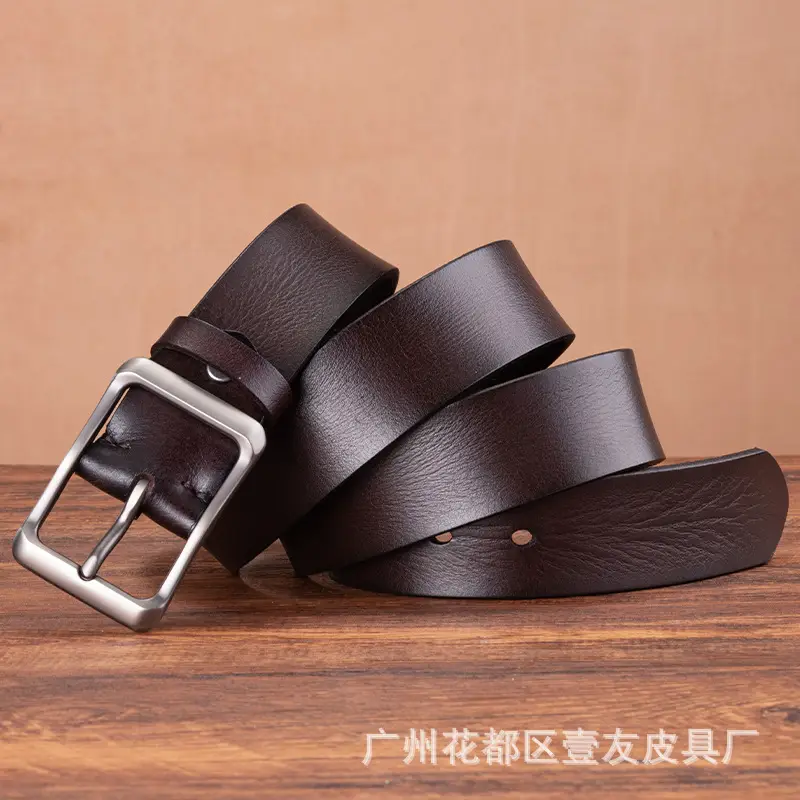 Men's Retro Leather Belt Brown Cowhide 10" - Image 6