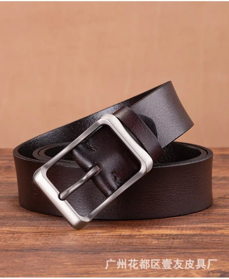 Men's Retro Leather Belt Brown Cowhide 10" — feature 12