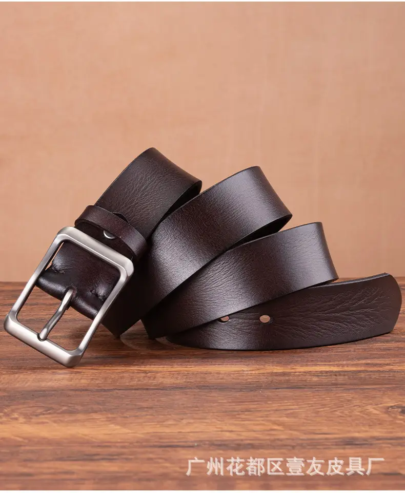 Men's Retro Leather Belt Brown Cowhide 10" — feature 13