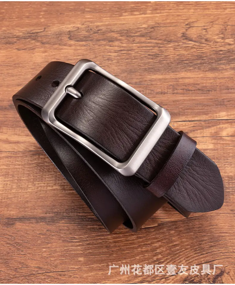 Men's Retro Leather Belt Brown Cowhide 10" — feature 14