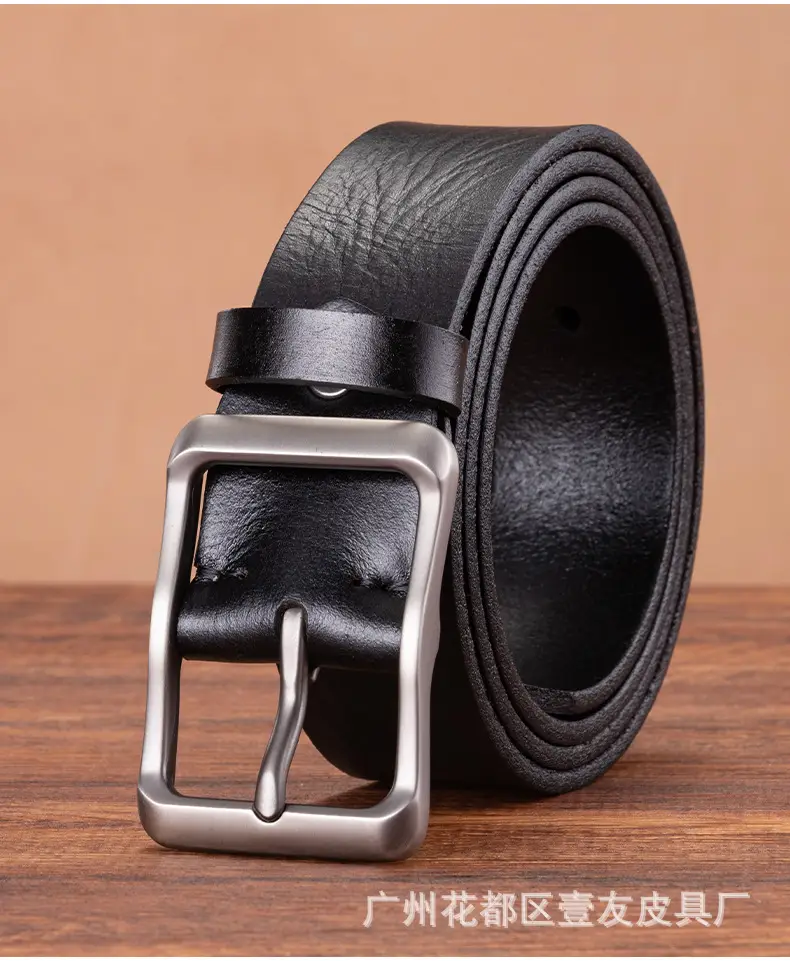 Men's Retro Leather Belt Brown Cowhide 10" — feature 15