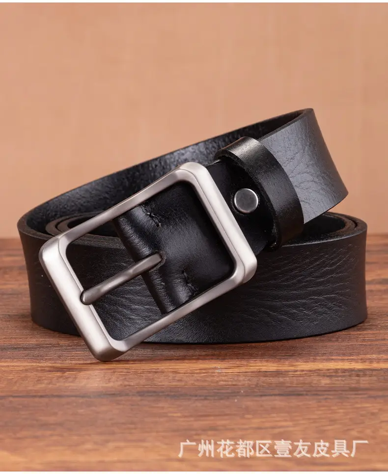 Men's Retro Leather Belt Brown Cowhide 10" — feature 16
