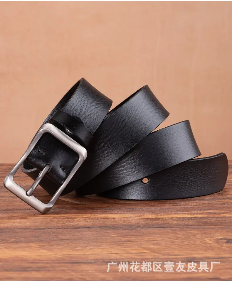 Men's Retro Leather Belt Brown Cowhide 10" — feature 17