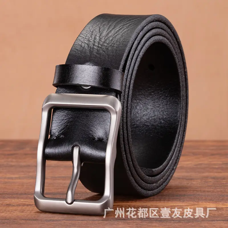 Men's Retro Leather Belt Brown Cowhide 10" - Image 2