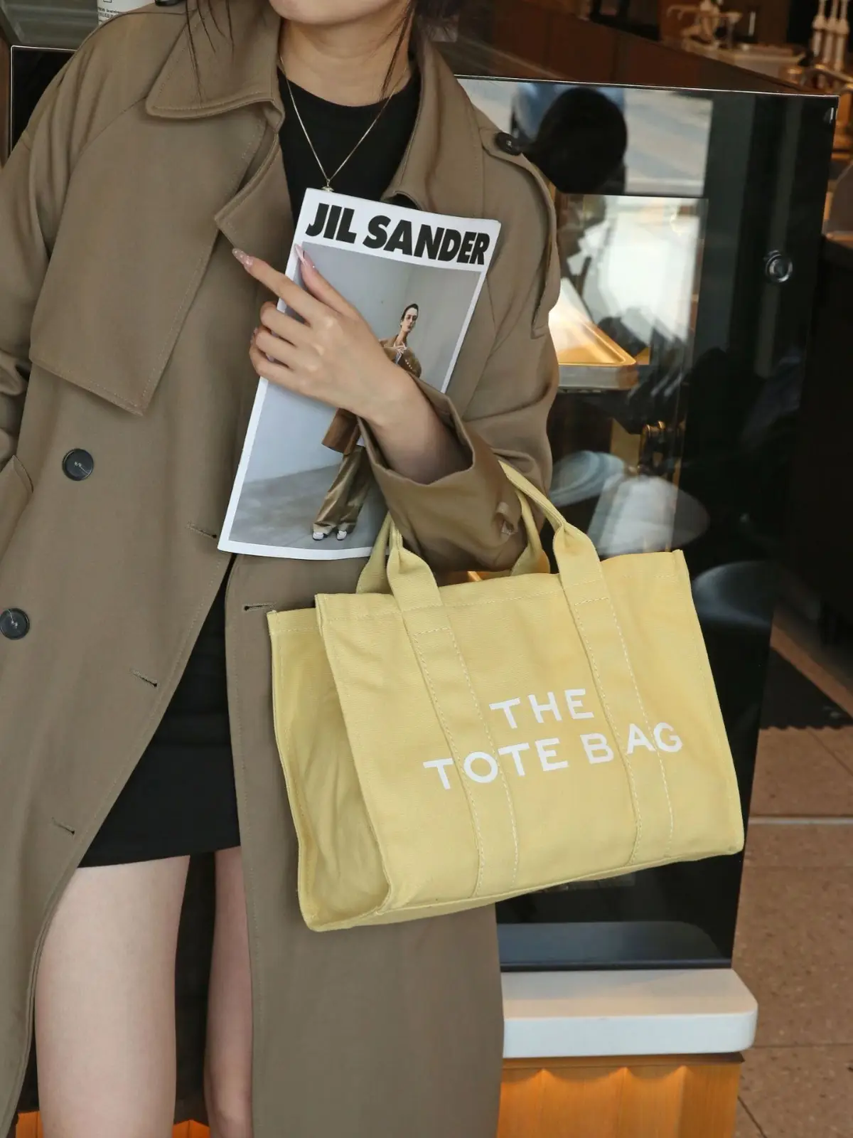 Letter Print Canvas Shoulder Bag for Women - Image 6