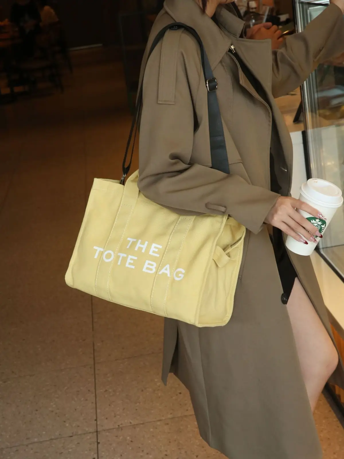 Letter Print Canvas Shoulder Bag for Women - Image 7