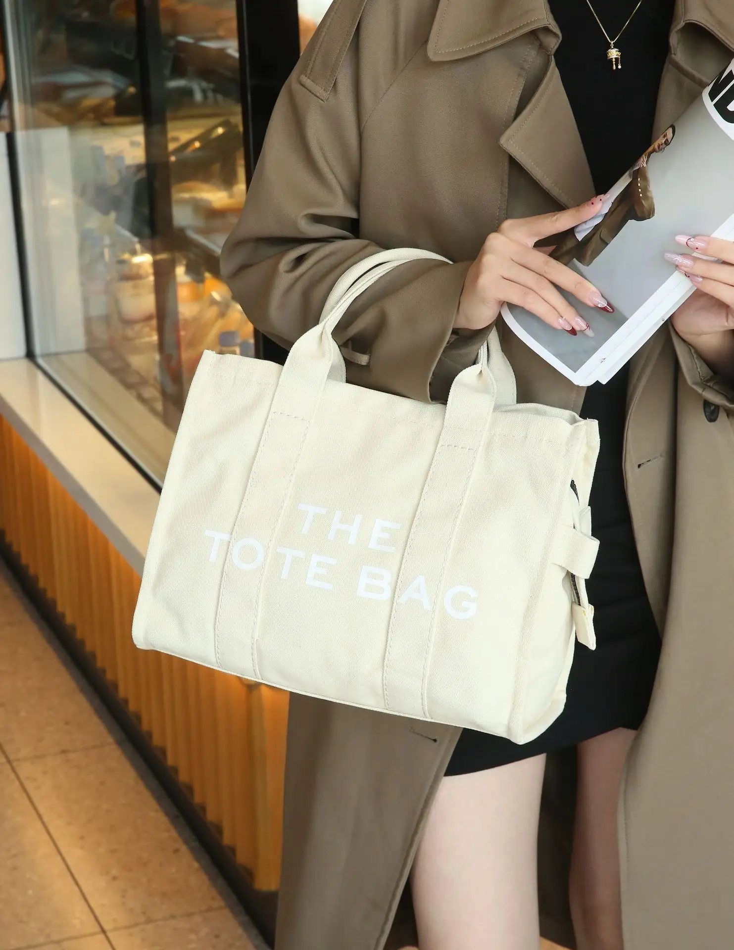 Letter Print Canvas Shoulder Bag for Women — feature 5