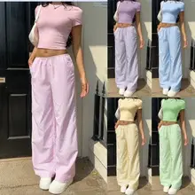 Wide Leg Pants for Women Green Elastic Waist Long Culotte — feature 15