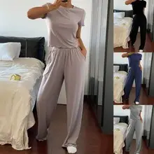 Wide Leg Pants for Women Green Elastic Waist Long Culotte — feature 16