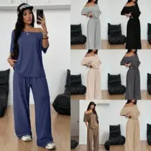 Wide Leg Pants for Women Green Elastic Waist Long Culotte — feature 4