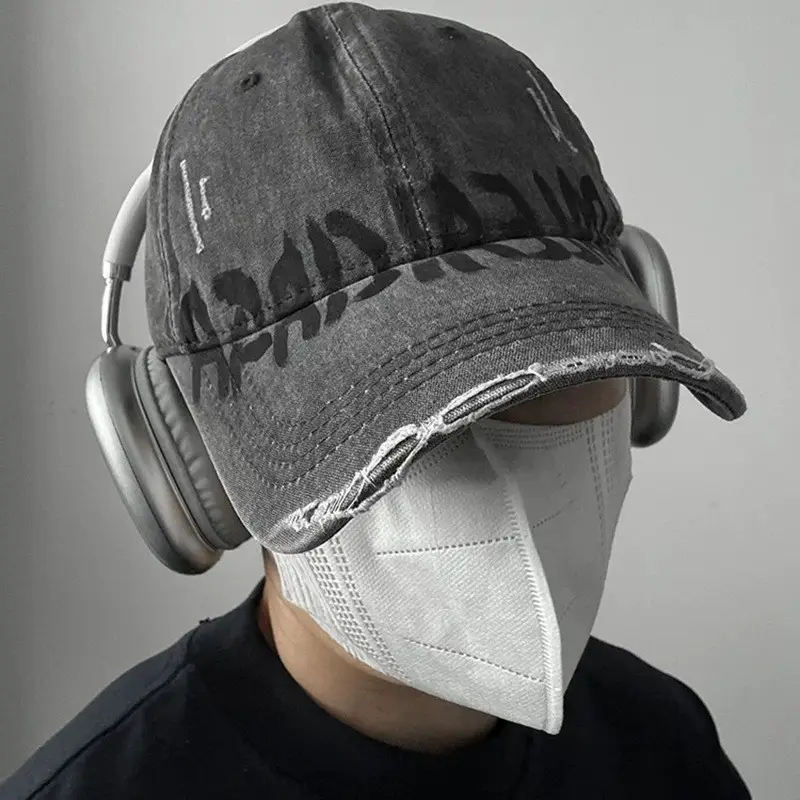 Retro Washed Baseball Cap with Bold Graffiti Design - Image 3