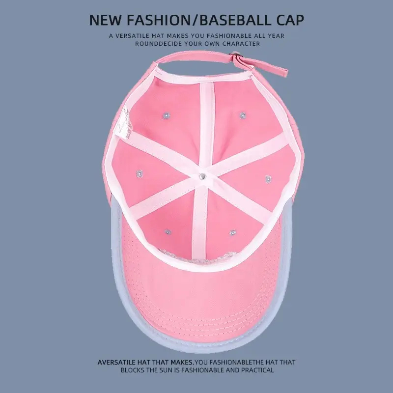Kids Baseball Cap Pink Embroidered Blue — feature 10