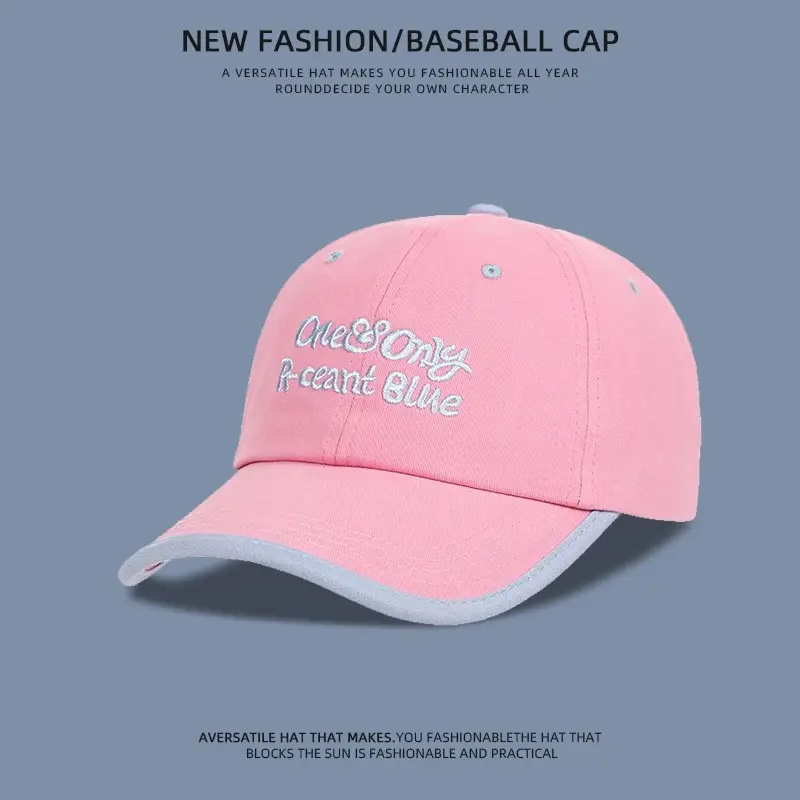 Kids Baseball Cap Pink Embroidered Blue — feature 3