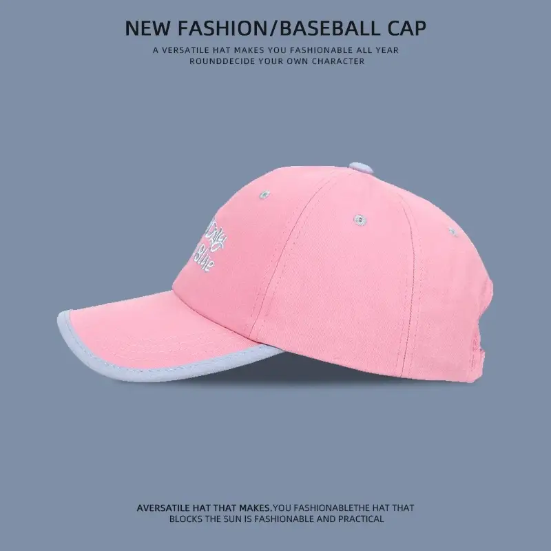 Kids Baseball Cap Pink Embroidered Blue — feature 8