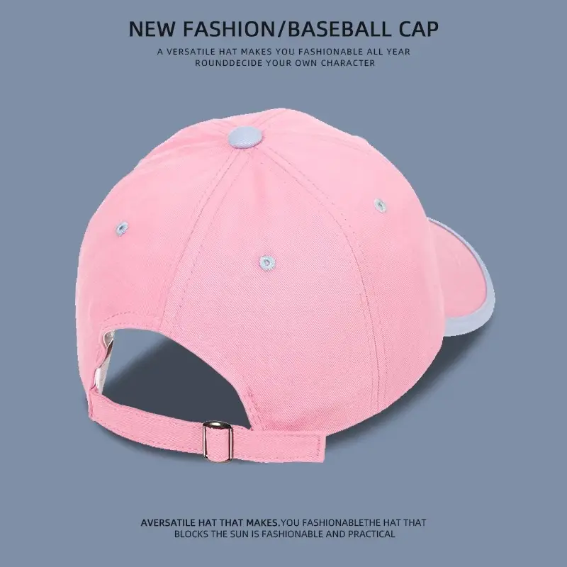 Kids Baseball Cap Pink Embroidered Blue — feature 9