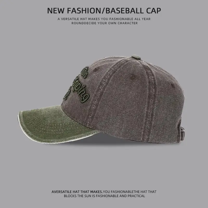 American Denim Baseball Cap Women Retro Embroidered Wide Brim — feature 7
