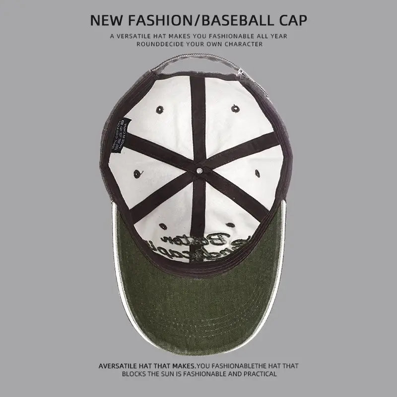American Denim Baseball Cap Women Retro Embroidered Wide Brim — feature 9