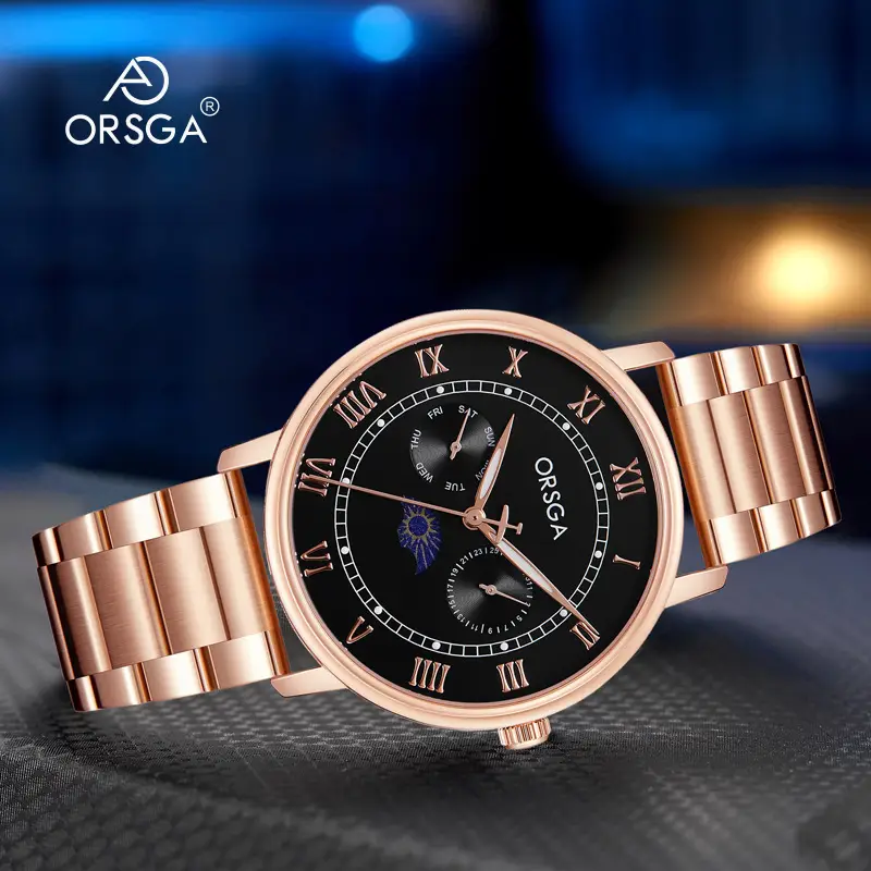 ORSGA Men's Multifunctional Watch with Moon Calendar & Waterproof Quartz - Image 9